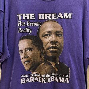 Barack Obama and MLK Purple Graphic T-Shirt XL Martin Luther King 2008 Hanes